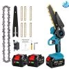 Elektrische Mini-Kettensägen | Akku-kettensägen 6 Zoll 1200W Onevan Elektro-Kettensäge Für Makita 18V - Einstellbare Geschwindigkeit Zum Schneiden Von Holz - Mit 2*Akku+6*Kette Gold- Blau