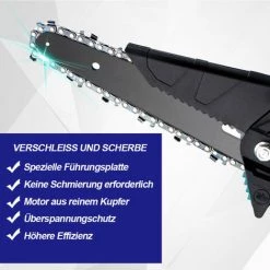 Elektrische Mini-Kettensägen | Akku-kettensägen 6 Zoll 1200W Onevan Elektro-Kettensäge Für Makita 18V - Einstellbare Geschwindigkeit Zum Schneiden Von Holz - Mit 2*Akku+6*Kette Gold- Blau -Kettensägen & Zubehör Shop 57754846 4