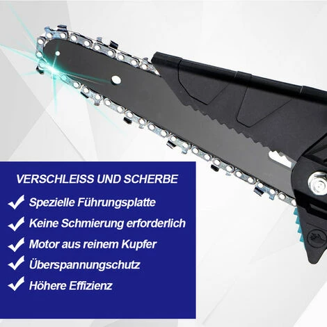 Elektrische Mini-Kettensägen | Akku-kettensägen 6 Zoll 1200W Onevan Elektro-Kettensäge Für Makita 18V - Einstellbare Geschwindigkeit Zum Schneiden Von Holz - Mit 2*Akku+6*Kette - Blau 4 Elektrische Mini-Kettensägen | Akku-kettensägen 6 Zoll 1200W Onevan Elektro-Kettensäge Für Makita 18V - Einstellbare Geschwindigkeit Zum Schneiden Von Holz - Mit 2*Akku+6*Kette - Blau – Bild 4
