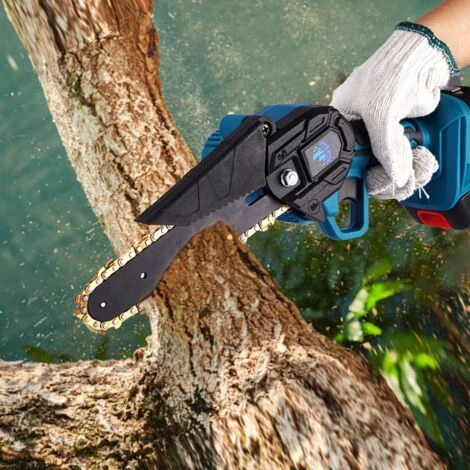 Elektrische Mini-Kettensägen | Akku-kettensägen 6 Zoll 1200W Onevan Elektro-Kettensäge Für Makita 18V - Einstellbare Geschwindigkeit Zum Schneiden Von Holz - Mit 2*Akku+6*Kette - Blau 5 Elektrische Mini-Kettensägen | Akku-kettensägen 6 Zoll 1200W Onevan Elektro-Kettensäge Für Makita 18V - Einstellbare Geschwindigkeit Zum Schneiden Von Holz - Mit 2*Akku+6*Kette - Blau – Bild 5