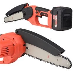 HAPPYSHOPPING 21 V Bürstenlose Mini-Akku-Kettensäge 8-Zoll-Elektro-Kettensäge Hand-Astsäge 6,0-Ah-Akku Schnellladegerät Angetriebene Baumzweig-Gartenschere Astschere Gartenwerkzeug Zum Baumbeschneiden Holzschneiden,8-Zoll-EU-Stecker 1 Batterie