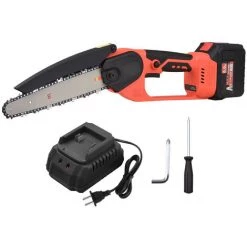HAPPYSHOPPING 21 V Bürstenlose Mini-Akku-Kettensäge 8-Zoll-Elektro-Kettensäge Hand-Astsäge 6,0-Ah-Akku Schnellladegerät Angetriebene Baumzweig-Gartenschere Astschere Gartenwerkzeug Zum Baumbeschneiden Holzschneiden,8-Zoll-EU-Stecker 1 Batterie -Kettensägen & Zubehör Shop 57795393 3