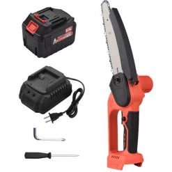 HAPPYSHOPPING 21 V Bürstenlose Mini-Akku-Kettensäge 8-Zoll-Elektro-Kettensäge Hand-Astsäge 6,0-Ah-Akku Schnellladegerät Angetriebene Baumzweig-Gartenschere Astschere Gartenwerkzeug Zum Baumbeschneiden Holzschneiden,8-Zoll-EU-Stecker 1 Batterie -Kettensägen & Zubehör Shop 57795393 4