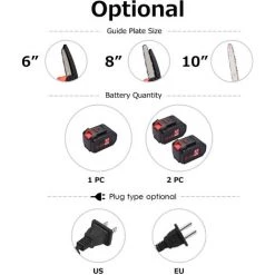 HAPPYSHOPPING 21 V Bürstenlose Mini-Akku-Kettensäge 8-Zoll-Elektro-Kettensäge Hand-Astsäge 6,0-Ah-Akku Schnellladegerät Angetriebene Baumzweig-Gartenschere Astschere Gartenwerkzeug Zum Baumbeschneiden Holzschneiden,8-Zoll-EU-Stecker 1 Batterie -Kettensägen & Zubehör Shop 57795393 5