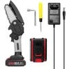 HAPPYSHOPPING 21 V 4 Zoll Tragbare Elektrische Astsäge Kleine Holzspaltkettensäge Bürstenmotor Einhand-Holzbearbeitungswerkzeug Für Gartenobstgärten,EU -Stecker 2 Batterien, Mehrfarbig