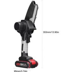 HAPPYSHOPPING 21 V 4 Zoll Tragbare Elektrische Astsäge Kleine Holzspaltkettensäge Bürstenmotor Einhand-Holzbearbeitungswerkzeug Für Gartenobstgärten,EU -Stecker 2 Batterien, Mehrfarbig -Kettensägen & Zubehör Shop 57795492 4
