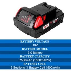 ONEVAN Ersatzakku 18V 3.0AH 3000mah Akku Li-ion Für Milwaukee 48-11-1815 48-11-1850 2646-20 - 4*Pack -Kettensägen & Zubehör Shop 58076752 3