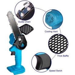 ONEVAN Elektrische Mini-kettensägen 6” Akku-Kettensägen 1200W Für Makita 18V Akku - Blau - Mit 2*Akku 128vf+6*Kette Silber+2*Kettenführung 7 ONEVAN Elektrische Mini-kettensägen 6” Akku-Kettensägen 1200W Für Makita 18V Akku - Blau - Mit 2*Akku 128vf+6*Kette Silber+2*Kettenführung -Kettensägen & Zubehör Shop 58346206 3