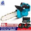 Akku-Kettensäge ONEVAN 10 Zoll Blau Bürstenloser Motor - Für Makita 18V Akku - Mit 2*Akku 18V + Kettensägenkoffer