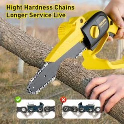 ONEVAN Akku-Kettensägen 8 Zoll Elektrische Mini Kettensägen - Geeignet Für Makita 18v Akku - Gelb Mit 1*Tasche -Kettensägen & Zubehör Shop 59038914 4