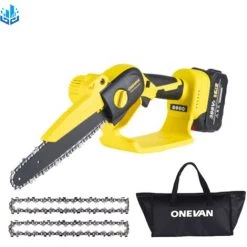 ONEVAN Akku-Kettensägen 8 Zoll Elektrische Mini Kettensägen Geeignet Für Makita 18v Akku - Gelb Mit 1*Tasche