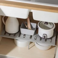 LIFCAUSAL Schrankregal, Erweiterbar, Stapelbar, Küchenschrank, Thekenregal, Aufbewahrungs-Organizer, Küchenschrank-Organizer Für Geschirr, Gewürze, Grau -Kettensägen & Zubehör Shop 59308056 5