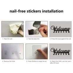 LIFCAUSAL Hakenregal Mit 7 Haken Willkommen Geformtes Wandhakenregal Nagelfreies Bohren Aufbewahrungshaken Rostfreier Küchentuchhaken Aufhänger -Kettensägen & Zubehör Shop 59496507 3