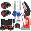 TOLARE Mini Kettensäge, 2 Akku + 1 Ladegerät Tragbare Elektrosäge Garten Logging，Einhand Kettensäge Mini Säge