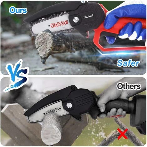 TOLARE Mini Kettensäge, 2 Akku + 1 Ladegerät Tragbare Elektrosäge Garten Logging,Einhand Kettensäge Mini Säge 5 TOLARE Mini Kettensäge, 2 Akku + 1 Ladegerät Tragbare Elektrosäge Garten Logging,Einhand Kettensäge Mini Säge – Bild 5