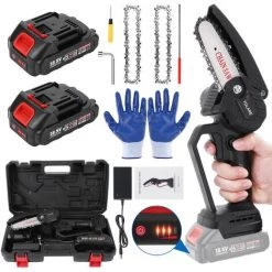 TOLARE Elektrische Mini-Kettensägen, Akku Kettensäge Mit 2Akku Und 1Ladegerät, Einhand Kettensäge Mini Säge, Für Gartenarbeit Baumbeschneidung Holzschneiden