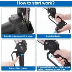 TOLARE Elektrische Mini-Kettensägen, Akku Kettensäge Mit 2Akku Und 1Ladegerät, Einhand Kettensäge Mini Säge, Für Gartenarbeit Baumbeschneidung Holzschneiden -Kettensägen & Zubehör Shop 59857371 5