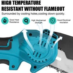 DRILLPRO Elektrische Mini-Kettensägen Elektrische Astsäge Holzbearbeitung Elektrokette Blau Mit 2 Batterie -Kettensägen & Zubehör Shop 59929326 4