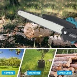 DRILLPRO Elektrische Mini-Kettensägen Elektrische Astsäge Holzbearbeitung Elektrokette Blau Mit 2 Batterie -Kettensägen & Zubehör Shop 59929326 5