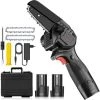 WERKZEUGE Mini-Kettensäge, 4 Zoll 16,8 V Elektro-Kettensäge Mit 2 Batterien, LED-Licht Und Sicherheitsschloss Kabellose Mini-Kettensäge, Kettensäge