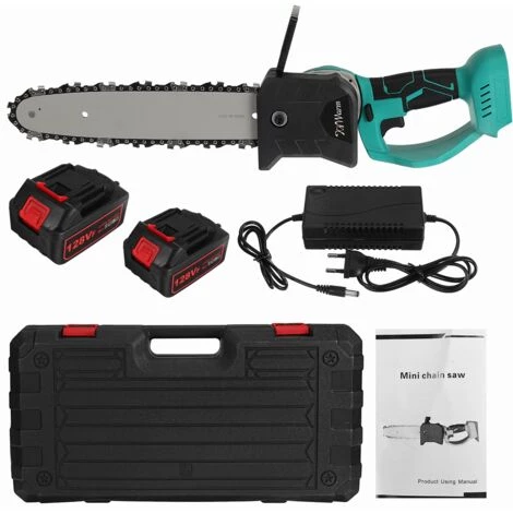 KIWARM Akku Kettensäge Tragbare Elektrische Astsäge Wiederaufladbare Kleine Holzbearbeitungs-Elektrokette #Grün 2 Batterien 2 KIWARM Akku Kettensäge Tragbare Elektrische Astsäge Wiederaufladbare Kleine Holzbearbeitungs-Elektrokette #Grün 2 Batterien – Bild 2