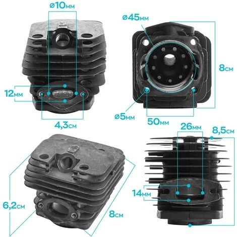 Boudech 52Cc Chainsaw Thermal Assembly - Kompletter Zylinder + Kolben Ersatz Für 52Cc 2-Takt-Motoren 4 Boudech 52Cc Chainsaw Thermal Assembly - Kompletter Zylinder + Kolben Ersatz Für 52Cc 2-Takt-Motoren – Bild 4