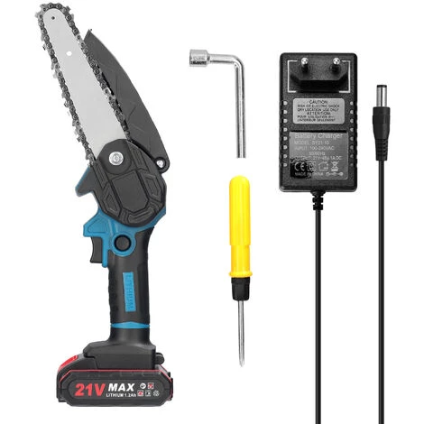 LIFCAUSAL 21 V 6 Zoll Tragbare Elektrische Astsäge Kleine Holzspaltkettensäge Bürstenmotor Einhand-Holzbearbeitungswerkzeug Für Gartenobstgarten (Blau 1 Batterie) 1 LIFCAUSAL 21 V 6 Zoll Tragbare Elektrische Astsäge Kleine Holzspaltkettensäge Bürstenmotor Einhand-Holzbearbeitungswerkzeug Für Gartenobstgarten (Blau 1 Batterie)