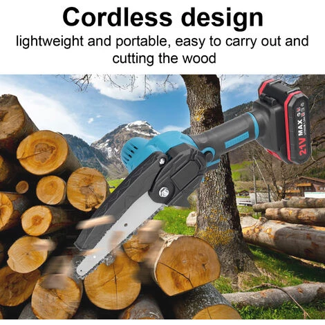 LIFCAUSAL 21 V 6 Zoll Tragbare Elektrische Astsäge Kleine Holzspaltkettensäge Bürstenmotor Einhand-Holzbearbeitungswerkzeug Für Gartenobstgarten (Blau 1 Batterie) 2 LIFCAUSAL 21 V 6 Zoll Tragbare Elektrische Astsäge Kleine Holzspaltkettensäge Bürstenmotor Einhand-Holzbearbeitungswerkzeug Für Gartenobstgarten (Blau 1 Batterie) – Bild 2