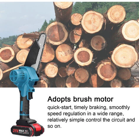 LIFCAUSAL 21 V 6 Zoll Tragbare Elektrische Astsäge Kleine Holzspaltkettensäge Bürstenmotor Einhand-Holzbearbeitungswerkzeug Für Gartenobstgarten (Blau 1 Batterie) 4 LIFCAUSAL 21 V 6 Zoll Tragbare Elektrische Astsäge Kleine Holzspaltkettensäge Bürstenmotor Einhand-Holzbearbeitungswerkzeug Für Gartenobstgarten (Blau 1 Batterie) – Bild 4