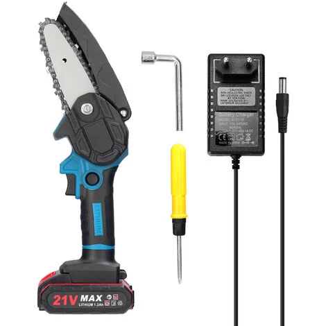 LIFCAUSAL 21 V 4 Zoll Tragbare Elektrische Astsäge Kleine Holzspaltkettensäge Bürstenmotor Einhand-Holzbearbeitungswerkzeug Für Gartenobstgärten (Blau 1 Batterie) 1 LIFCAUSAL 21 V 4 Zoll Tragbare Elektrische Astsäge Kleine Holzspaltkettensäge Bürstenmotor Einhand-Holzbearbeitungswerkzeug Für Gartenobstgärten (Blau 1 Batterie)