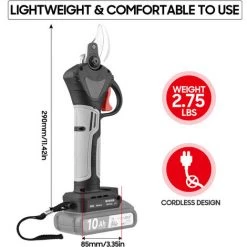 LIFCAUSAL 21 V Bürstenlose Kabellose Elektrische Astschere Wiederaufladbare 2,0 A Lithiumbatteriebetriebene Astschere Gartenschere 40 Mm Schnittdurchmesser 4-Gang-einstellbar Mit Ersatzklinge (EU-Stecker) 2-Batterie-Kombination -Kettensägen & Zubehör Shop 63705616 3