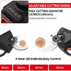 LIFCAUSAL 21 V Bürstenlose Kabellose Elektrische Astschere Wiederaufladbare 2,0 A Lithiumbatteriebetriebene Astschere Gartenschere 40 Mm Schnittdurchmesser 4-Gang-einstellbar Mit Ersatzklinge (EU-Stecker) 2-Batterie-Kombination -Kettensägen & Zubehör Shop 63705616 4