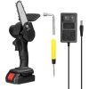 LIFCAUSAL 21 V 4-Zoll-wiederaufladbare Lithium-Batterie Elektrische Astsägen Tragbare Kleine Holzspaltkettensäge Bürstenmotor Einhand-Holzbearbeitungs-Elektrowerkzeug Für Gartenobstgärten (Schwarz Mit 1 Batterie)