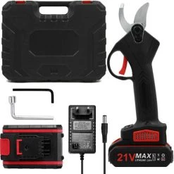 LIFCAUSAL 21 V Tragbare Akku-Handschere Mit Tragetasche Wiederaufladbare 1200-mAh-Lithiumbatterie Und Ladegerät Angetriebene Astschere Gartenschere 30 Mm Schnittdurchmesser (EU-Stecker 2 Batterien)