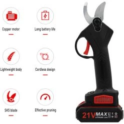 LIFCAUSAL 21 V Tragbare Akku-Handschere Mit Tragetasche Wiederaufladbare 1200-mAh-Lithiumbatterie Und Ladegerät Angetriebene Astschere Gartenschere 30 Mm Schnittdurchmesser (EU-Stecker 2 Batterien) -Kettensägen & Zubehör Shop 63705671 5