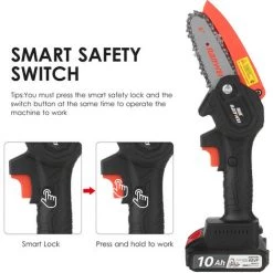 LIFCAUSAL 21-V-Mini-Akku-Kettensäge, 10,2 Cm, Elektrische Bürsten-Astsäge, 2,0 Ah, Wiederaufladbare Lithiumbatterie, Astschere, Baumschere, Gartenwerkzeug Zum Baumschneiden, Holzschneiden (1 Batterie) -Kettensägen & Zubehör Shop 63705691 3