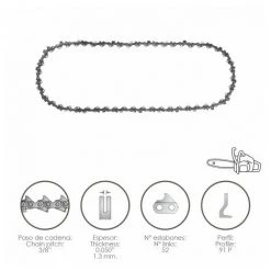 PAPILLON Cadena Motosierra 3/8" / 0.050" 1,3 Mm. / 52 Eslabones / 91 P