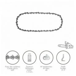 PAPILLON Cadena Motosierra 3/8" / 0.050" 1,3 Mm. / 40 Eslabones / 91 P