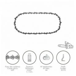 PAPILLON Cadena Motosierra 3/8" / 0.043" 1,1 Mm. / 44 Eslabones / 90 Px