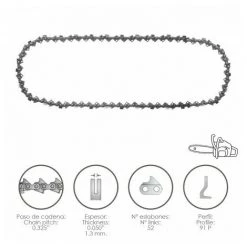 PAPILLON Cadena Motosierra 0.325" / 0.050" 1,3 Mm. / 66 Eslabones / 91 P