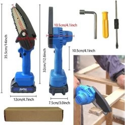 DAY PLUS Akku Kettensäge Elektrisch, Kettensäge Akku, Mini Kettensäge Mit Akku Und Ladegerät, 4 Zoll Einhand Elektrische Kettensäge Elektro Holz Baumsäge Wiederaufladbar Tragbar Häusliche -Kettensägen & Zubehör Shop 64576965 4