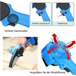 DAY PLUS Akku Kettensäge Mini Kettensäge Mit Akku Elektro Kettensäge 4 Zoll Handkettensäge Schnurloses Mit 2 Batterien & 2 Ketten, Tragbarer Motorsäge Kettensäge Für Häusliche Für Garten Baum Holz -Kettensägen & Zubehör Shop 64577037 5