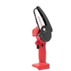SUPERSELLER Akku-Mini-Kettensäge Lithium-Kettensäge Elektrosäge Holzbearbeitungssäge Kleine Holzbearbeitungssäge Gartenholzsäge Red Bare