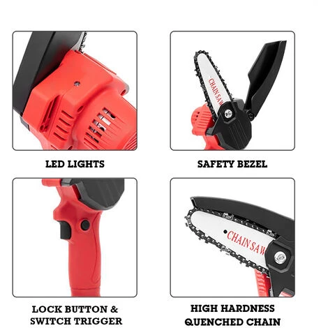 SUPERSELLER Akku-Mini-Kettensäge Lithium-Kettensäge Elektrosäge Holzbearbeitungssäge Kleine Holzbearbeitungssäge Gartenholzsäge Red Bare 2 SUPERSELLER Akku-Mini-Kettensäge Lithium-Kettensäge Elektrosäge Holzbearbeitungssäge Kleine Holzbearbeitungssäge Gartenholzsäge Red Bare – Bild 2