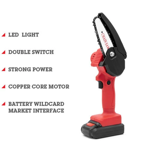 SUPERSELLER Akku-Mini-Kettensäge Lithium-Kettensäge Elektrosäge Holzbearbeitungssäge Kleine Holzbearbeitungssäge Gartenholzsäge Red Bare 5 SUPERSELLER Akku-Mini-Kettensäge Lithium-Kettensäge Elektrosäge Holzbearbeitungssäge Kleine Holzbearbeitungssäge Gartenholzsäge Red Bare – Bild 5