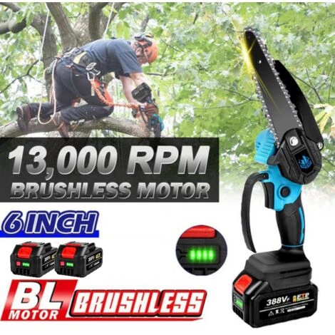 ONEVAN Elektrische Mini-kettensägen | Akku-Kettensägen | Elektro-Kettensäge 6 Zoll 1200W Für Makita 18V Akku - Einstellbare Geschwindigkeit Zum Schneiden Von Holz - Mit 2*Akku 1 ONEVAN Elektrische Mini-kettensägen | Akku-Kettensägen | Elektro-Kettensäge 6 Zoll 1200W Für Makita 18V Akku - Einstellbare Geschwindigkeit Zum Schneiden Von Holz - Mit 2*Akku