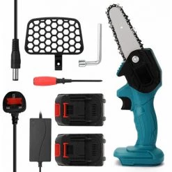 THSINDE Elektrische Handkettensäge 21 V Lithium-Batterie (zwei) Tragbare Elektrische Astsäge Kleine Wiederaufladbare Elektrosägen Für Die Holzbearbeitung Einhand-Elektrosäge Für Die Gartenarbeit Gebürstete Mini-Elektrokettensäge, Bris-Stecker -Kettensägen & Zubehör Shop 65392180 3