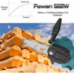 THSINDE Elektrische Handkettensäge 21 V Lithium-Batterie (zwei) Tragbare Elektrische Astsäge Kleine Wiederaufladbare Elektrosägen Für Die Holzbearbeitung Einhand-Elektrosäge Für Die Gartenarbeit Gebürstete Mini-Elektrokettensäge, Bris-Stecker -Kettensägen & Zubehör Shop 65392180 5