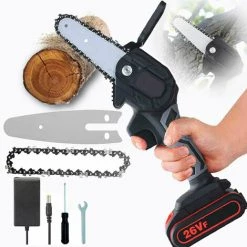 DECKON Kabellose Mini-Kettens?ge, 600 W Wiederaufladbare Mini-Kettens?ge, Tragbare Akku-Asts?ge Mit Einstellbarer Geschwindigkeit, Zum Holzschneiden, Trimmen, Gartenarbeit (Schwarz)