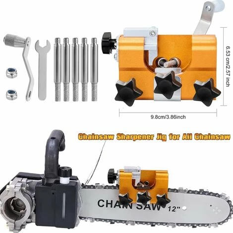 LIFCAUSAL Kettensägen-Schärfvorrichtung, Tragbares Kettensägen-Schärfwerkzeug-Set Zum Schnellen Schärfen, Geeignet Für Alle Arten Von Kettensägen Und Elektrosägen (Orange-5-Schleifköpfe) 2 LIFCAUSAL Kettensägen-Schärfvorrichtung, Tragbares Kettensägen-Schärfwerkzeug-Set Zum Schnellen Schärfen, Geeignet Für Alle Arten Von Kettensägen Und Elektrosägen (Orange-5-Schleifköpfe) – Bild 2
